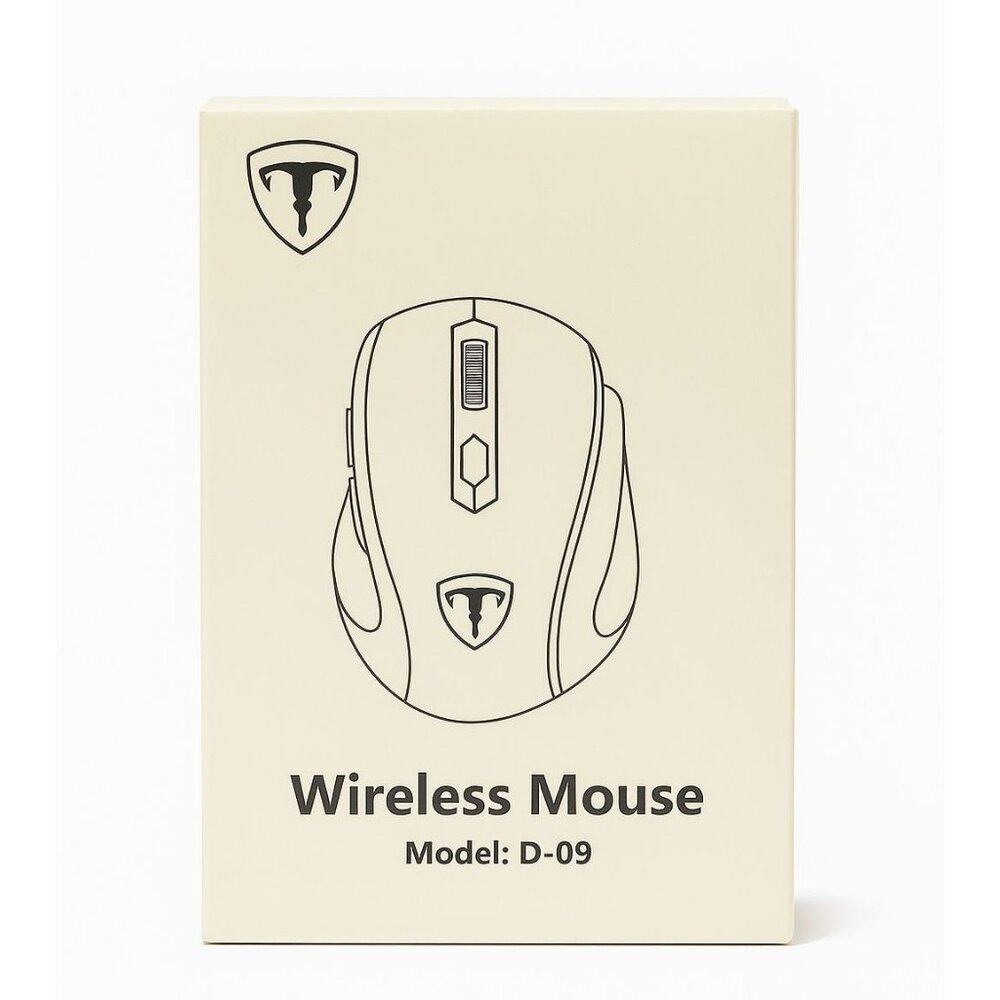 Wireless Mouse – Model D-09, Ergonomic Design, 2.4GHz, USB Receiver